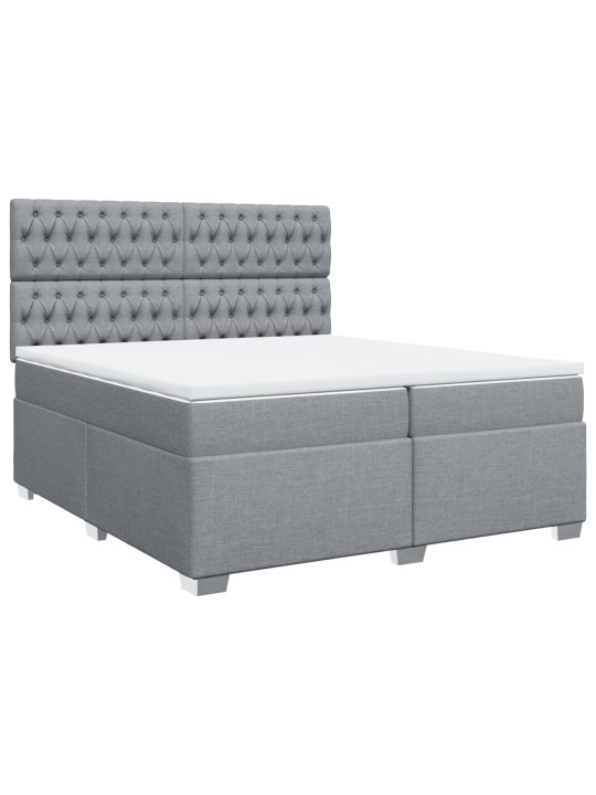 Box spring postel s matrací světle šedá 200 x 200 cm textil