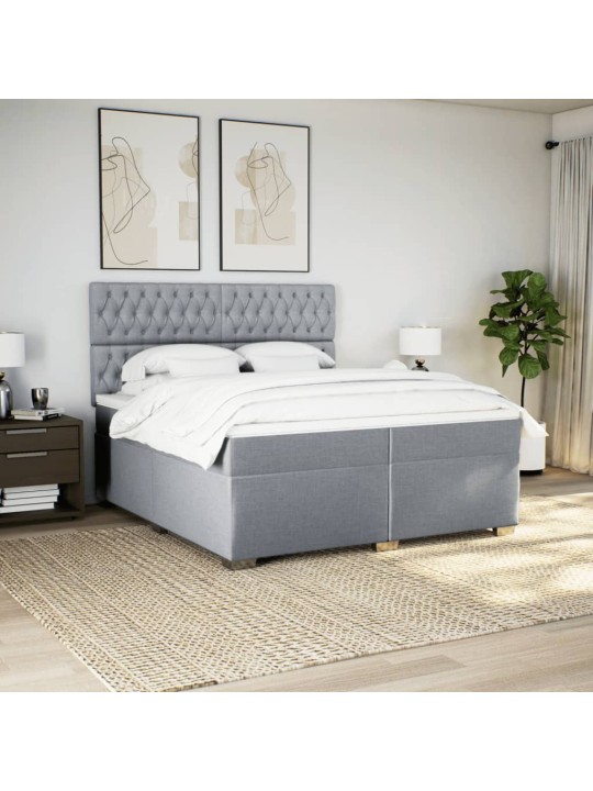 Box spring postel s matrací světle šedá 200 x 200 cm textil