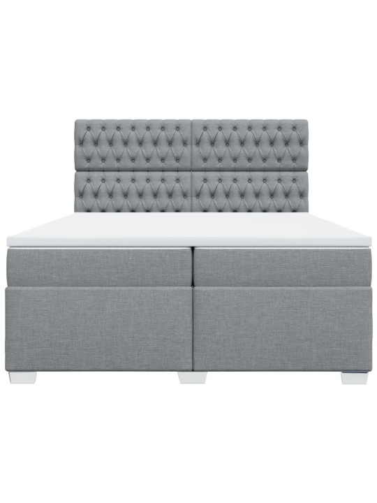 Box spring postel s matrací světle šedá 200 x 200 cm textil
