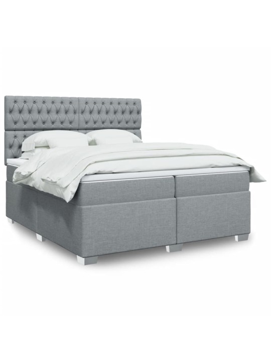 Box spring postel s matrací světle šedá 200 x 200 cm textil