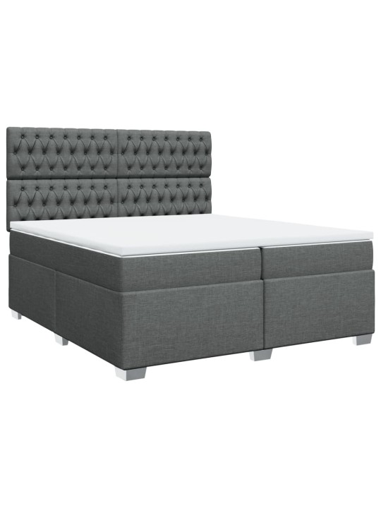 Box spring postel s matrací tmavě šedá 200x200 cm textil
