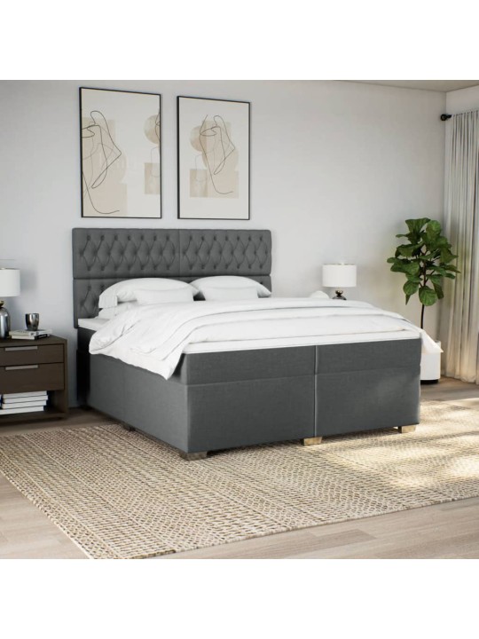 Box spring postel s matrací tmavě šedá 200x200 cm textil