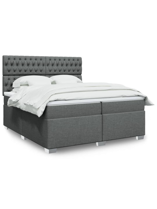 Box spring postel s matrací tmavě šedá 200x200 cm textil
