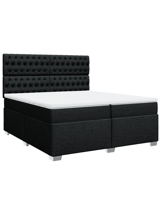 Box spring postel s matrací černá 200x200 cm textil