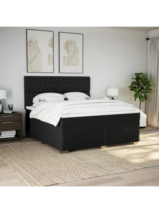 Box spring postel s matrací černá 200x200 cm textil