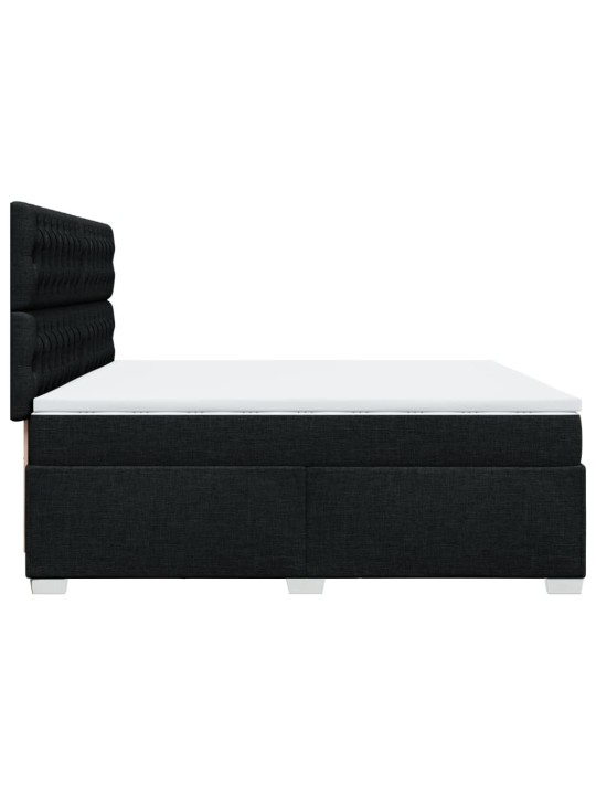 Box spring postel s matrací černá 200x200 cm textil