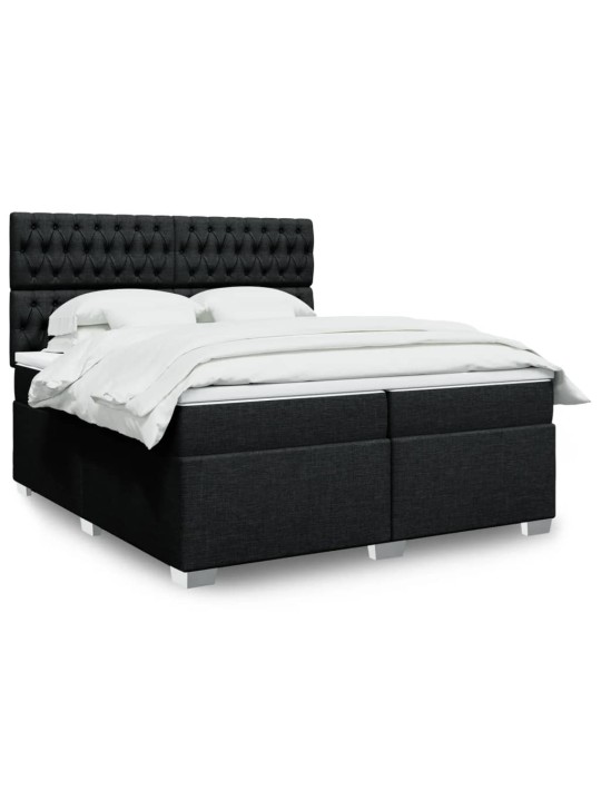 Box spring postel s matrací černá 200x200 cm textil