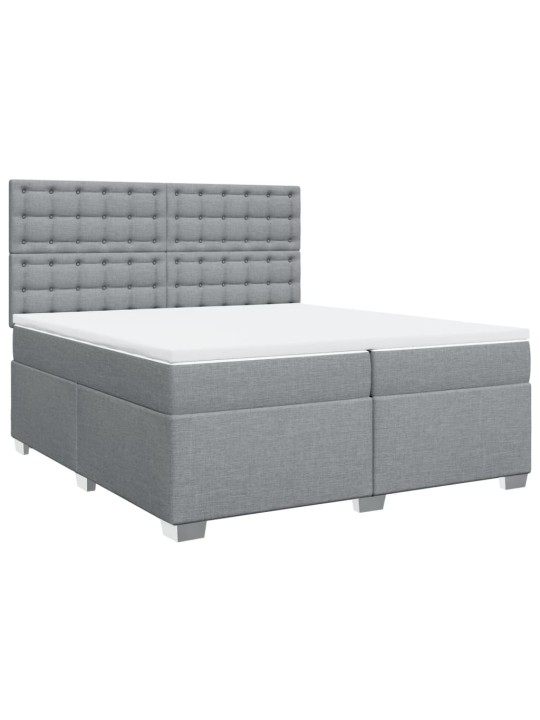 Box spring postel s matrací světle šedá 200 x 200 cm textil