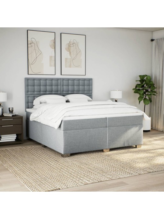 Box spring postel s matrací světle šedá 200 x 200 cm textil