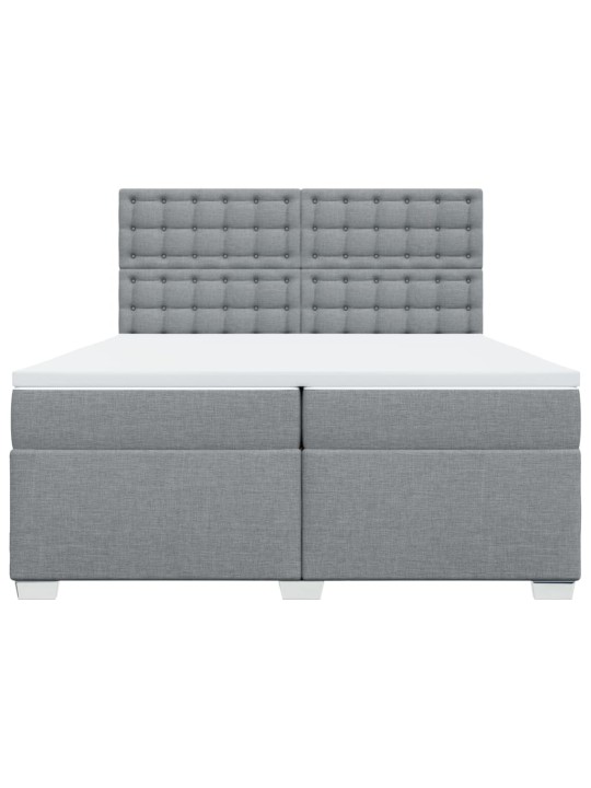 Box spring postel s matrací světle šedá 200 x 200 cm textil