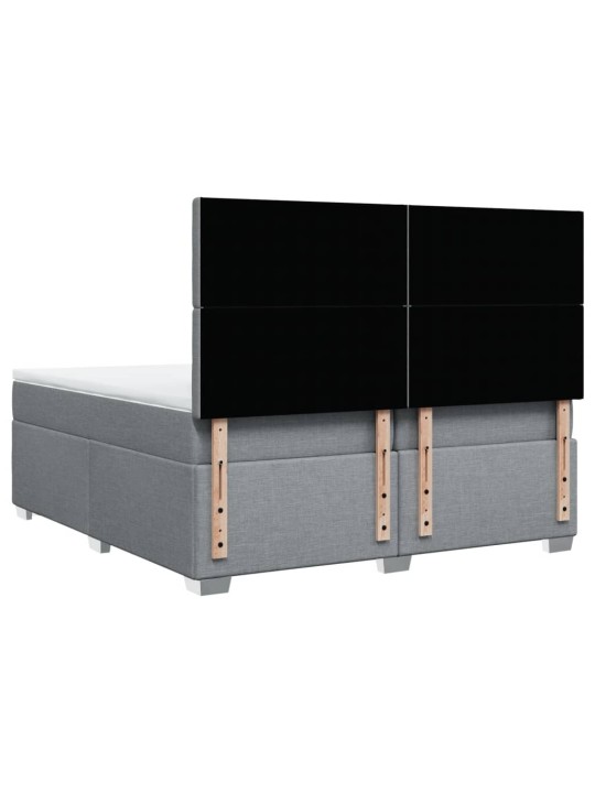 Box spring postel s matrací světle šedá 200 x 200 cm textil