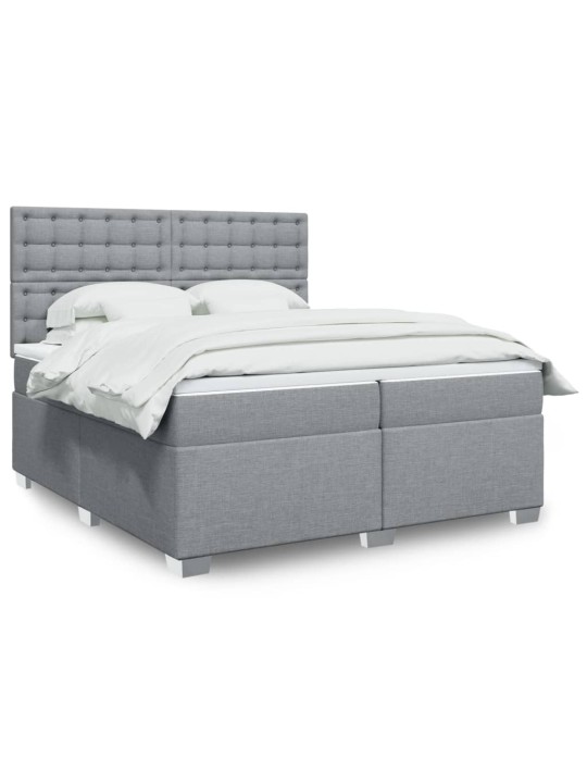 Box spring postel s matrací světle šedá 200 x 200 cm textil