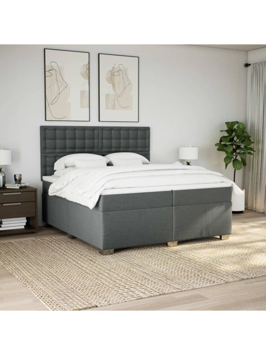 Box spring postel s matrací tmavě šedá 200x200 cm textil