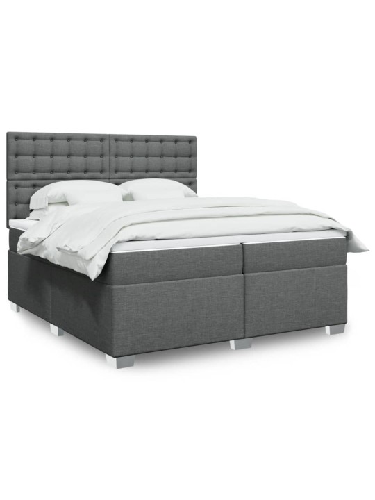 Box spring postel s matrací tmavě šedá 200x200 cm textil