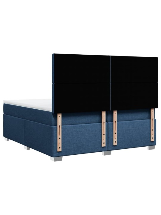 Box spring postel s matrací modrá 200x200 cm textil