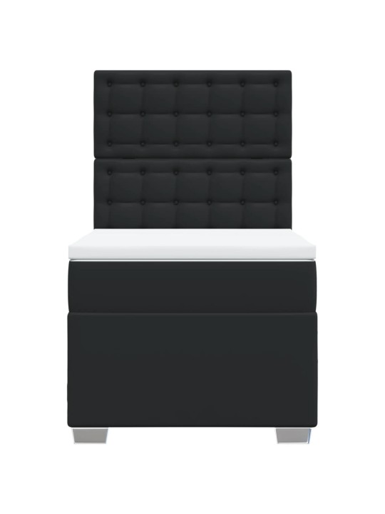 Box spring postel s matrací černá 80 x 200 cm umělá kůže