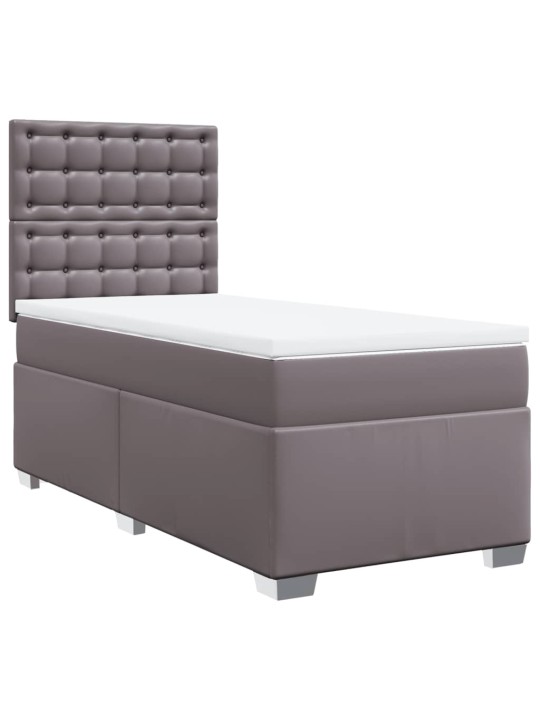 Box spring postel s matrací šedá 80 x 200 cm umělá kůže