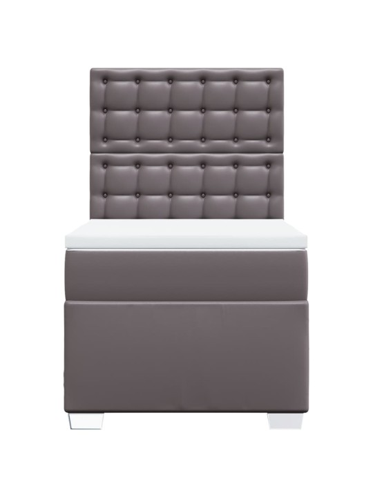 Box spring postel s matrací šedá 80 x 200 cm umělá kůže