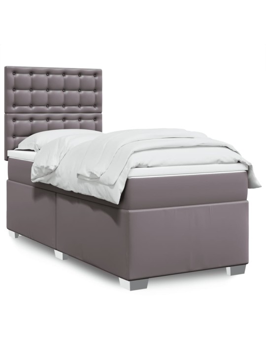Box spring postel s matrací šedá 80 x 200 cm umělá kůže