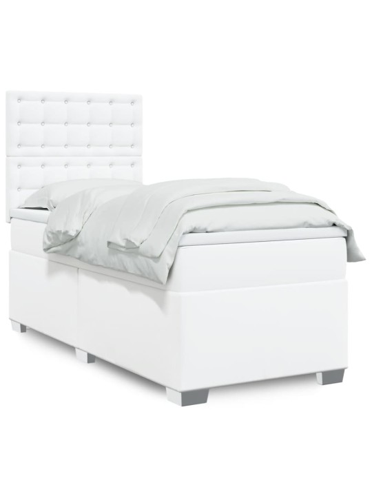 Box spring postel s matrací bílá 90x190 cm umělá kůže