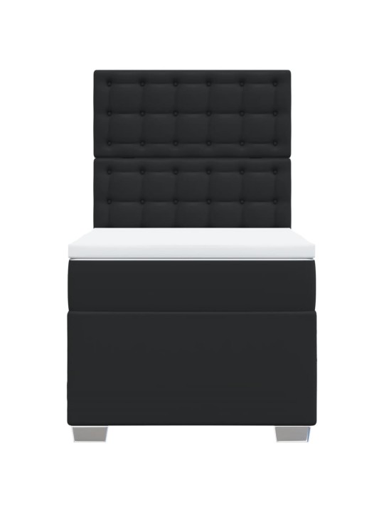 Box spring postel s matrací černá 90x200 cm umělá kůže