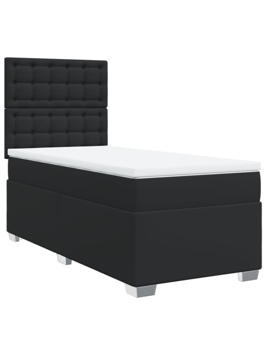 Box spring postel s matrací černá 100x200 cm umělá kůže
