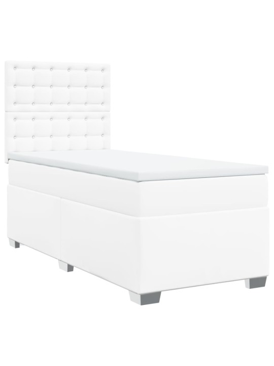 Box spring postel s matrací bílá 100x200 cm umělá kůže