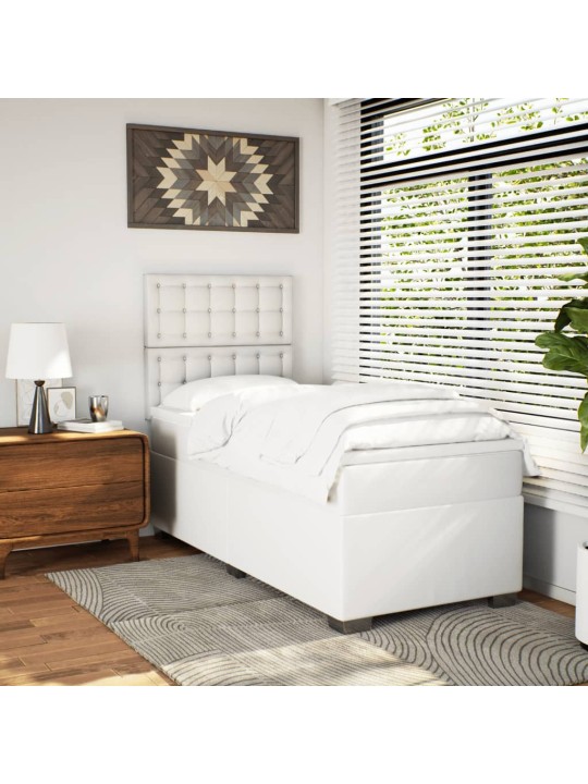 Box spring postel s matrací bílá 100x200 cm umělá kůže