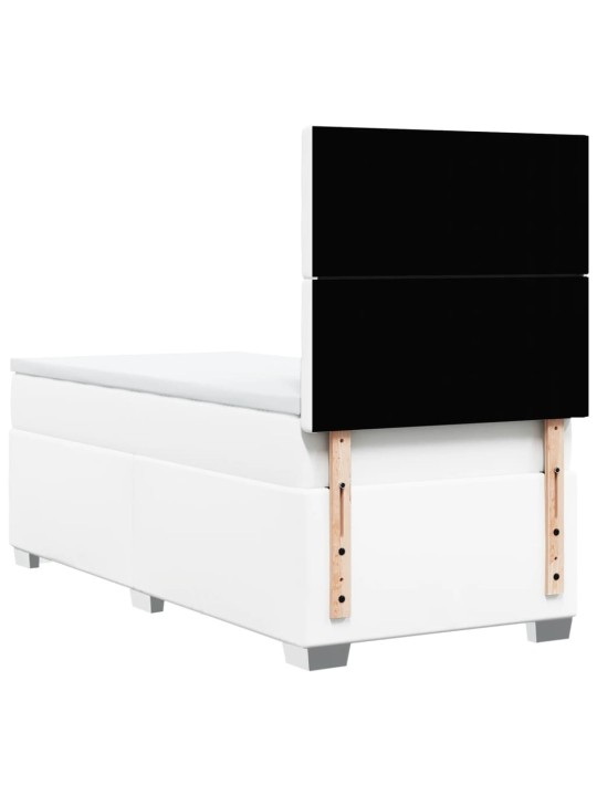 Box spring postel s matrací bílá 100x200 cm umělá kůže