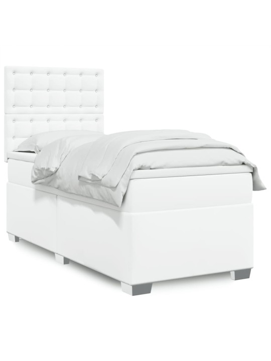 Box spring postel s matrací bílá 100x200 cm umělá kůže