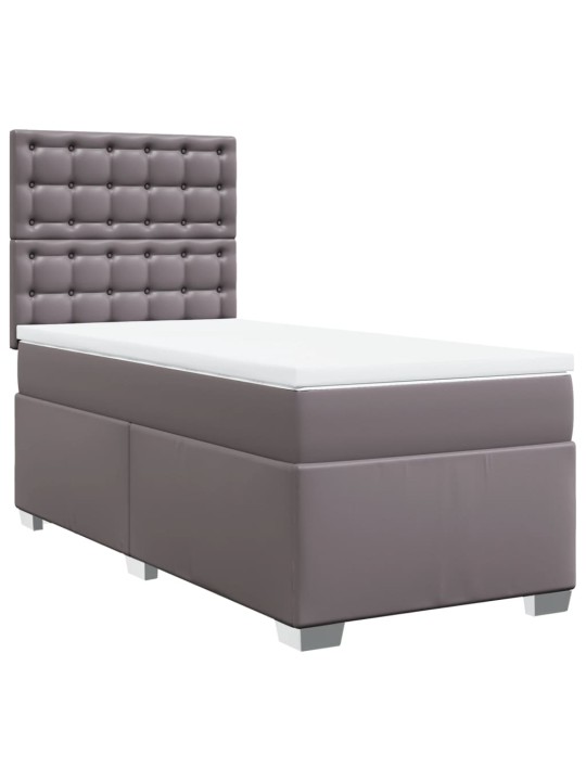 Box spring postel s matrací šedá 100x200 cm umělá kůže