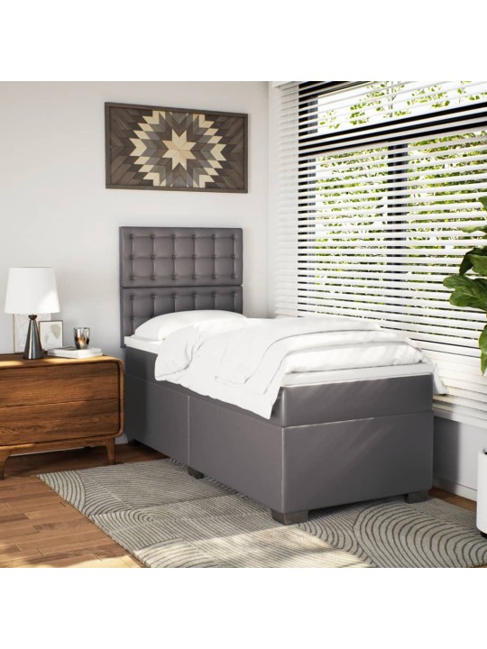 Box spring postel s matrací šedá 100x200 cm umělá kůže