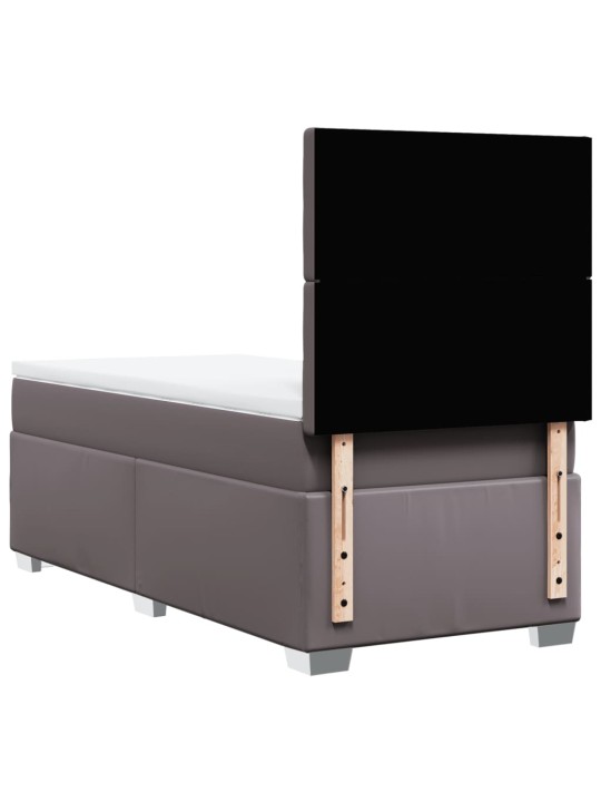 Box spring postel s matrací šedá 100x200 cm umělá kůže