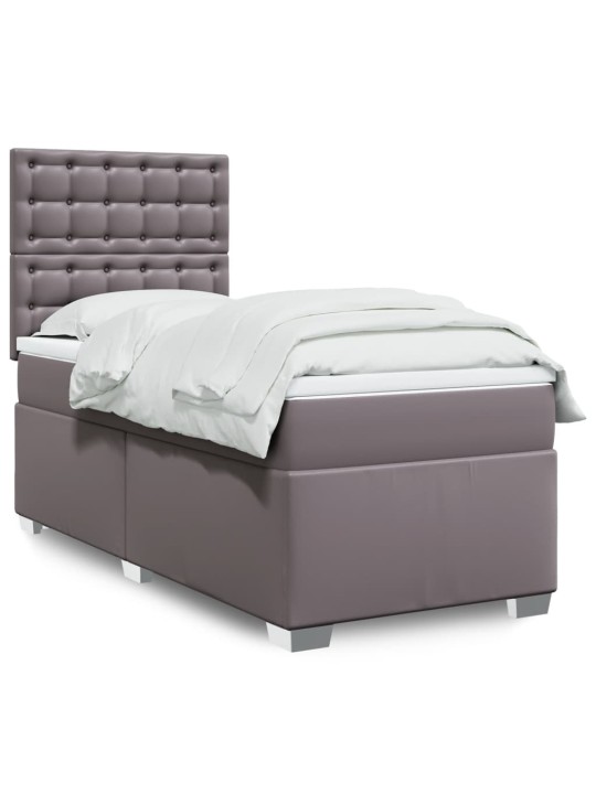 Box spring postel s matrací šedá 100x200 cm umělá kůže