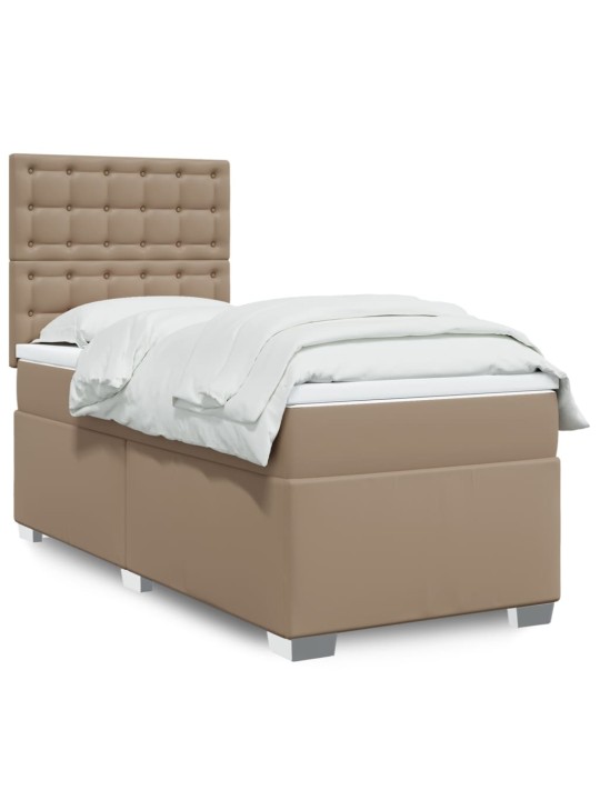 Box spring postel s matrací cappuccino 100x200 cm umělá kůže