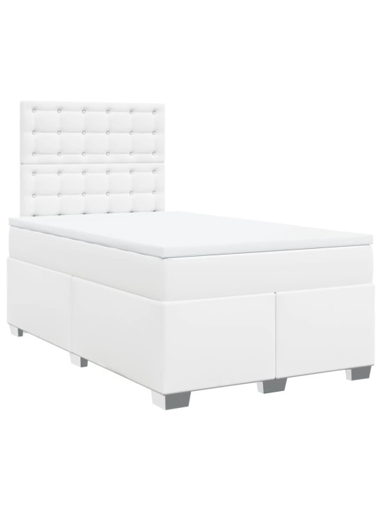 Box spring postel s matrací bílá 120x200 cm umělá kůže