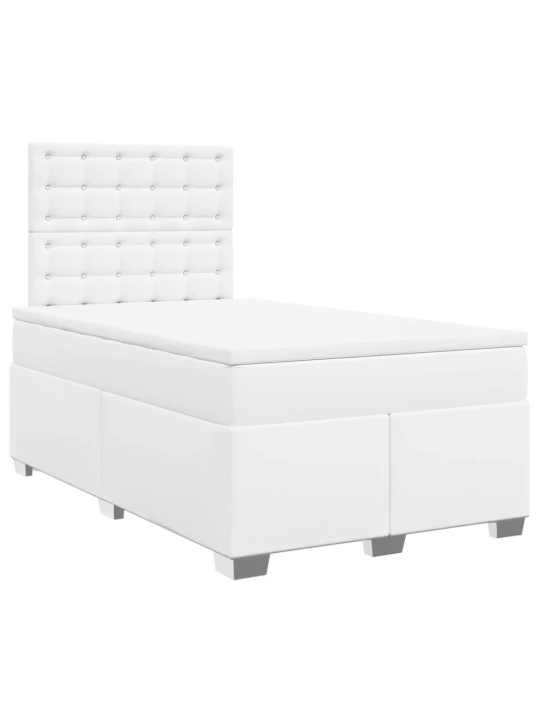 Box spring postel s matrací bílá 120x200 cm umělá kůže