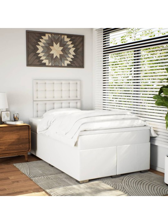 Box spring postel s matrací bílá 120x200 cm umělá kůže