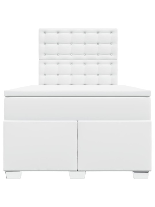 Box spring postel s matrací bílá 120x200 cm umělá kůže