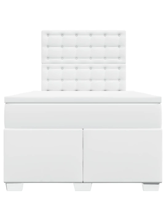 Box spring postel s matrací bílá 120x200 cm umělá kůže