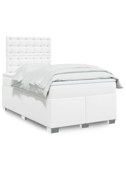 Box spring postel s matrací bílá 120x200 cm umělá kůže