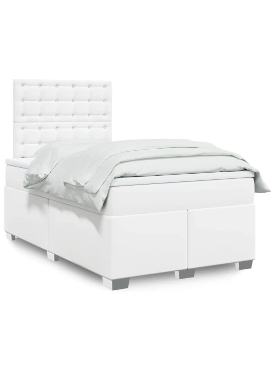 Box spring postel s matrací bílá 120x200 cm umělá kůže