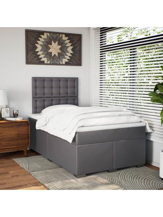 Box spring postel s matrací šedá 120x200 cm umělá kůže