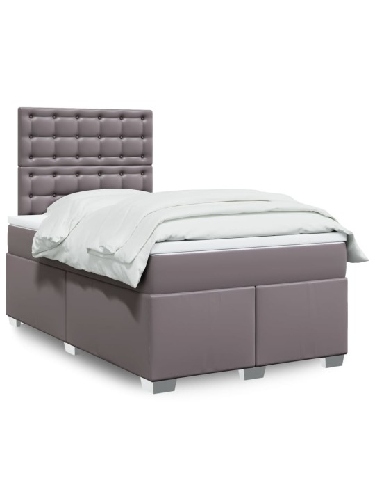 Box spring postel s matrací šedá 120x200 cm umělá kůže