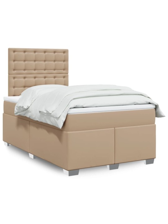 Box spring postel s matrací cappuccino 120x200 cm umělá kůže