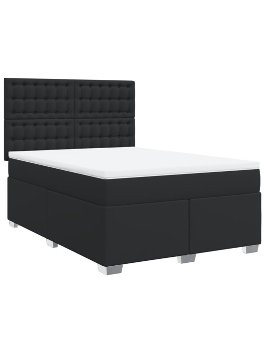 Box spring postel s matrací černá 140 x 190 cm umělá kůže