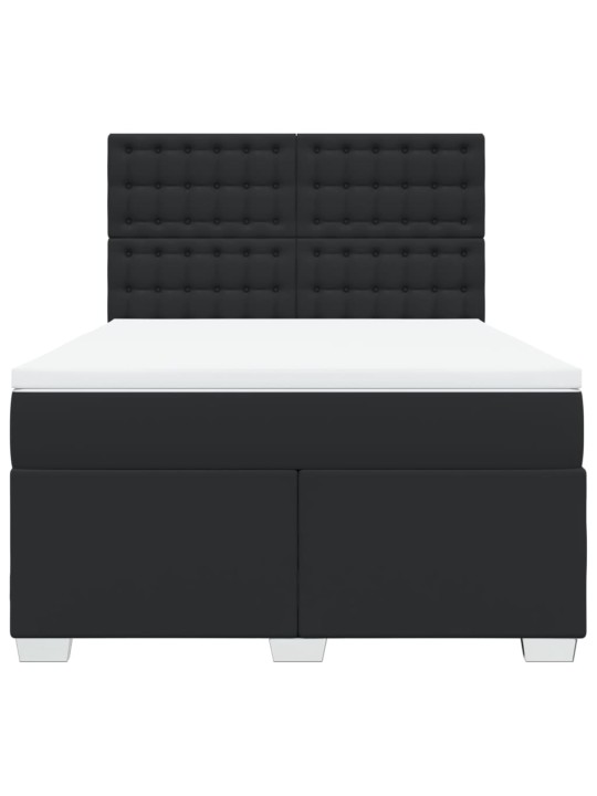 Box spring postel s matrací černá 140 x 190 cm umělá kůže
