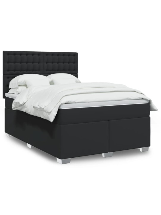Box spring postel s matrací černá 140 x 190 cm umělá kůže