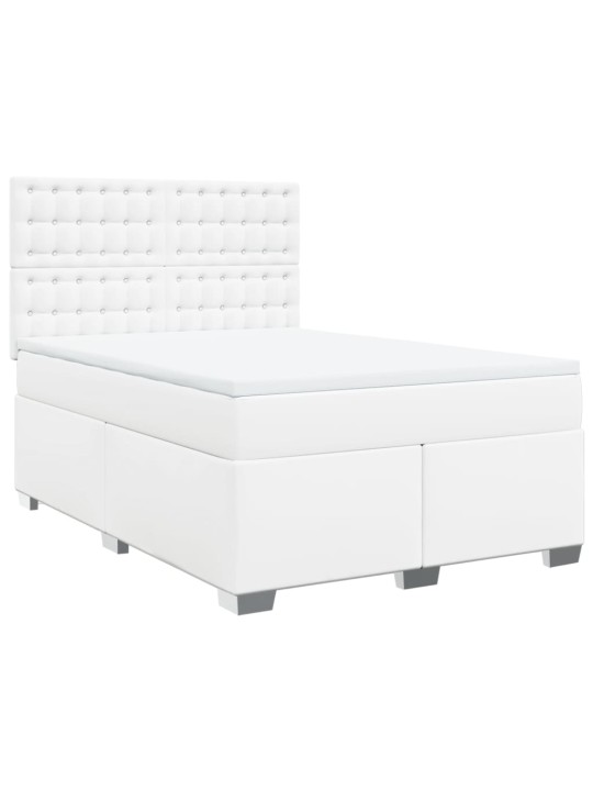 Box spring postel s matrací bílá 140 x 190 cm umělá kůže