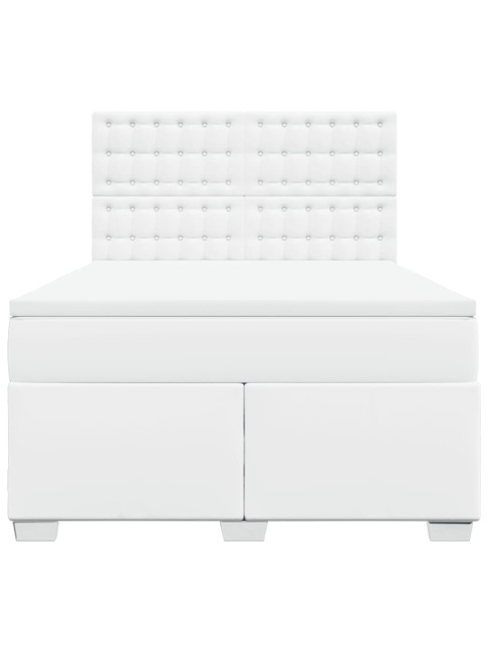 Box spring postel s matrací bílá 140 x 190 cm umělá kůže